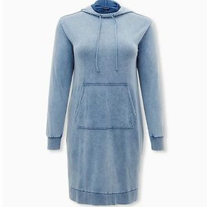 Vintage Indigo Mineral Wash French Terry Hoodie Dress